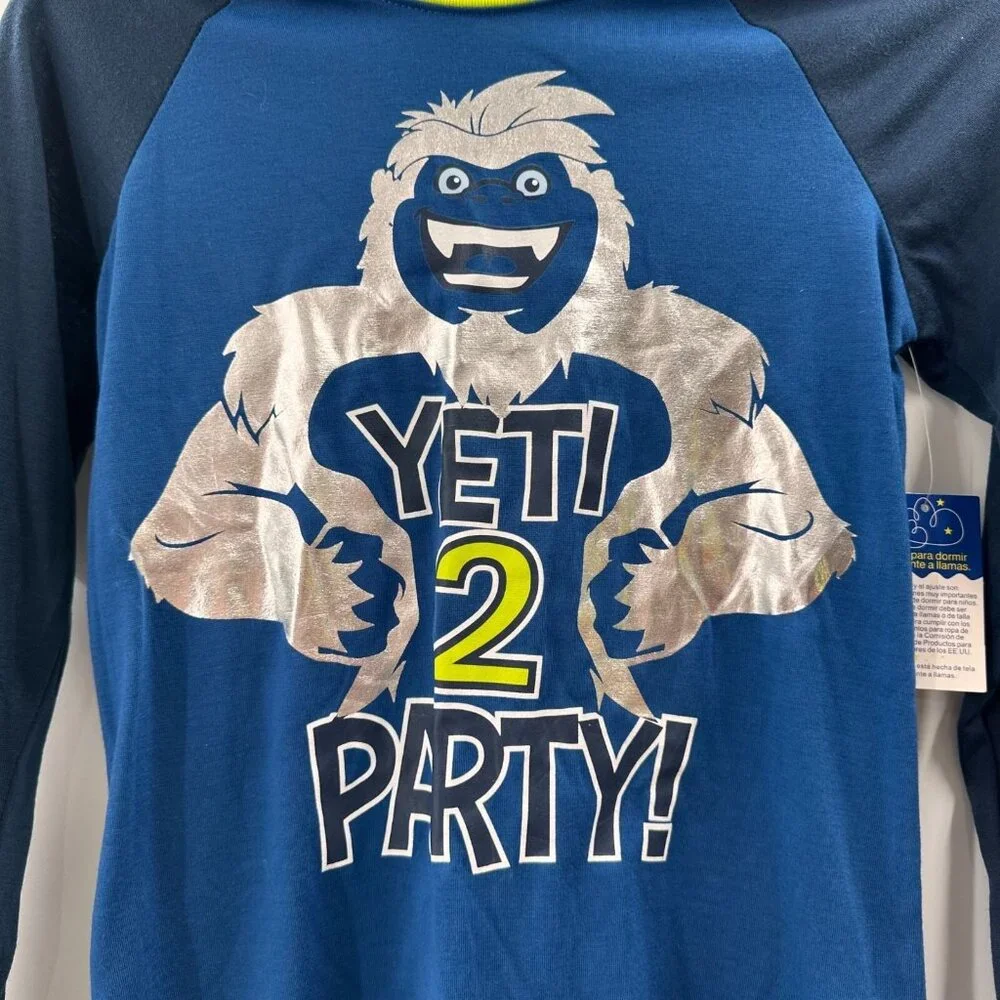Yeti 2 Party Boys Long Sleeve Pajama Top Large 10-12 Wonder Nation Sleep Shirt a